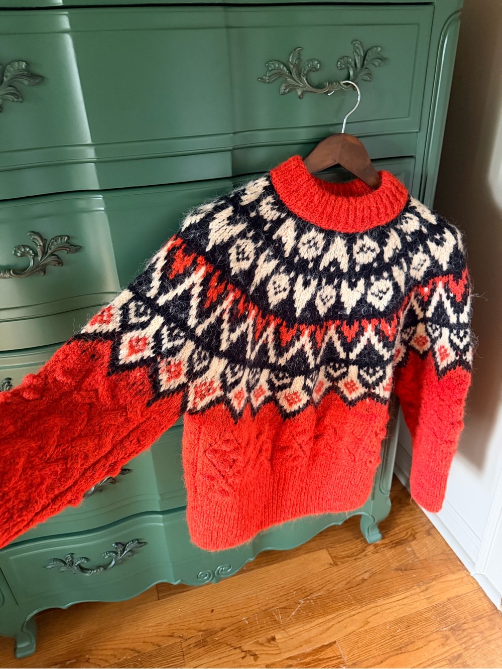 Zara Women’s Medium Red Fair Isle Knit Sweater – Super Soft & Cozy